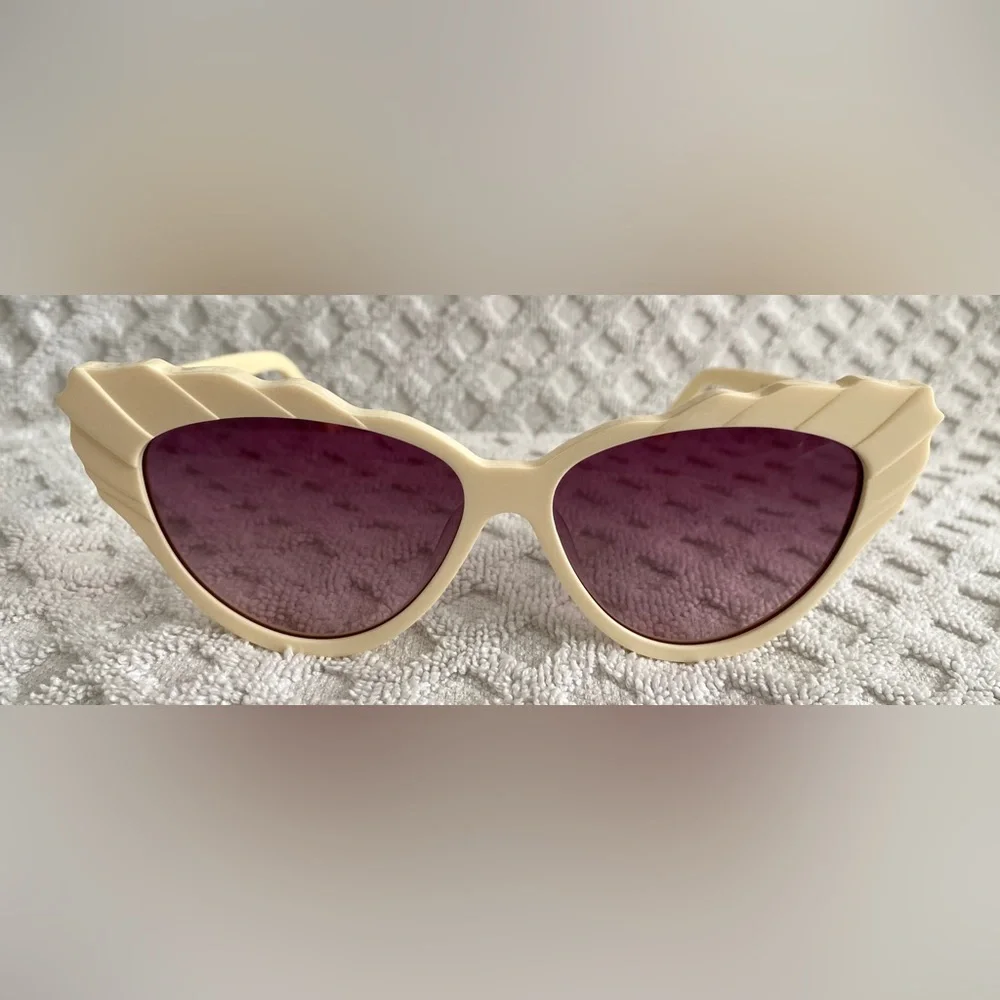 Preen by Thornton Bregazzi Phillipa Cat Eye Sunglasses Ivory Pink Lenses $380 - Picture 3 of 16